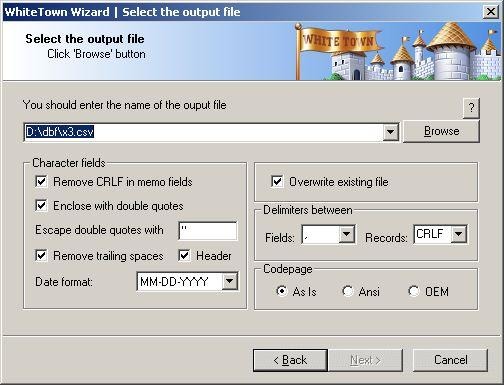 DBF to CSV Screenshot